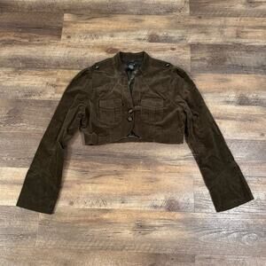 Regency Style Spencer Jacket Bolero Mushroom Brown Velour VTG XL Cropped READ